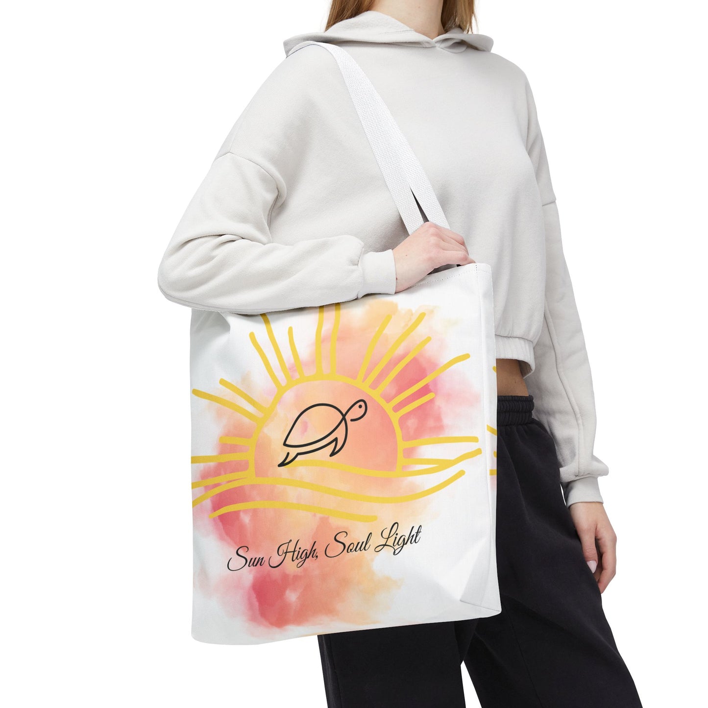 Sun High Tote Bag - Inspirational Turtle Design for Beach Lovers