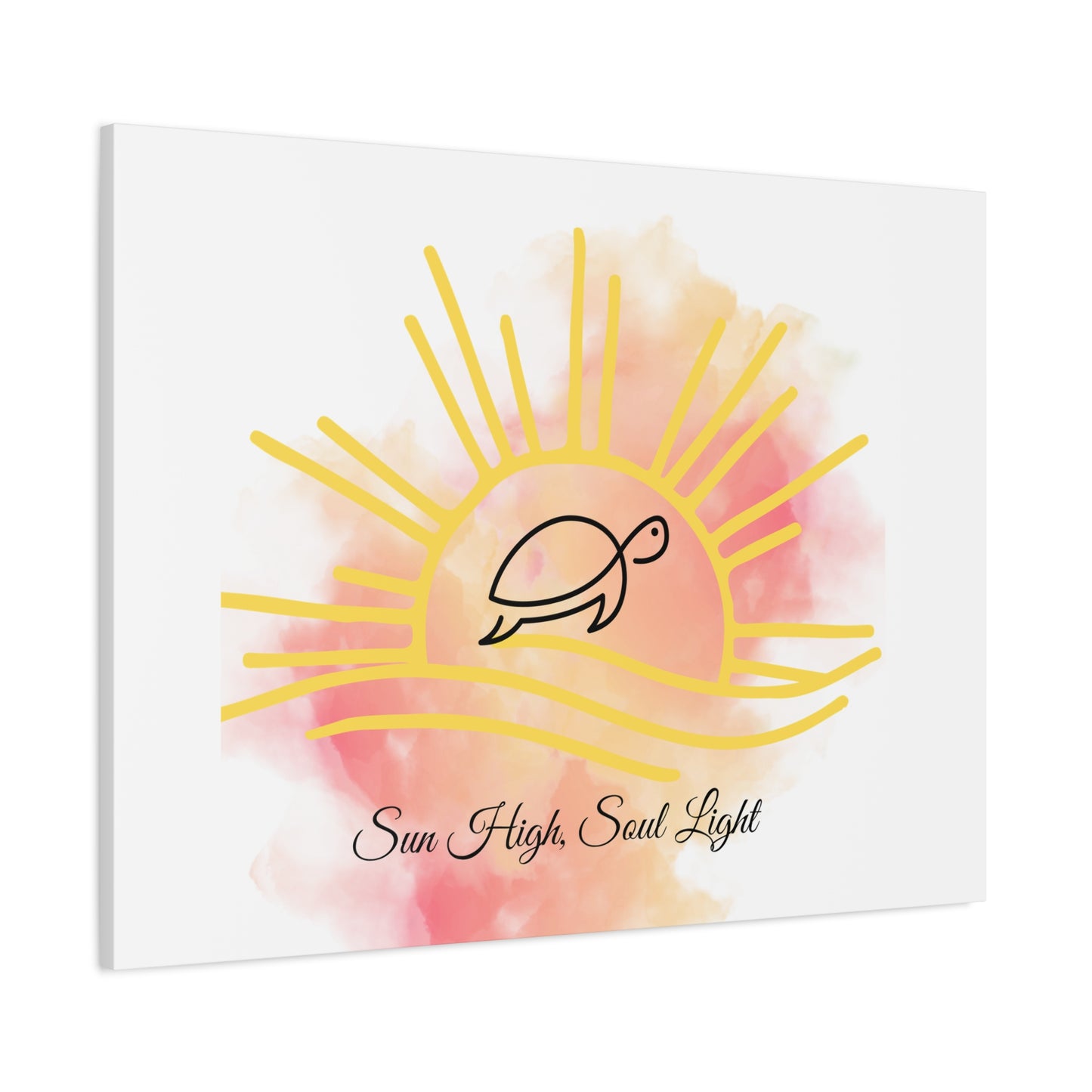 Sun High Soul Light Canvas – Watercolor Turtle & Sunrise Wall Art | Coastal Inspirational Decor