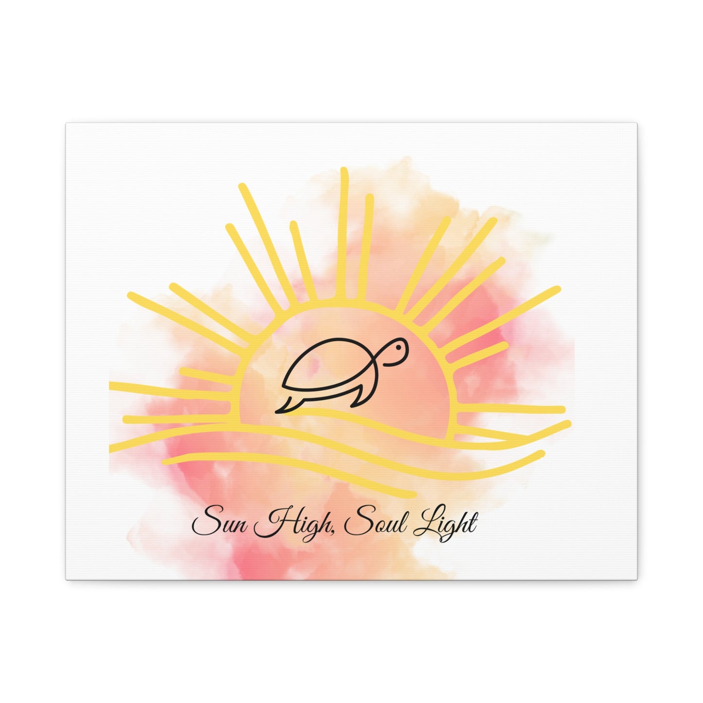 Sun High Soul Light Canvas – Watercolor Turtle & Sunrise Wall Art | Coastal Inspirational Decor