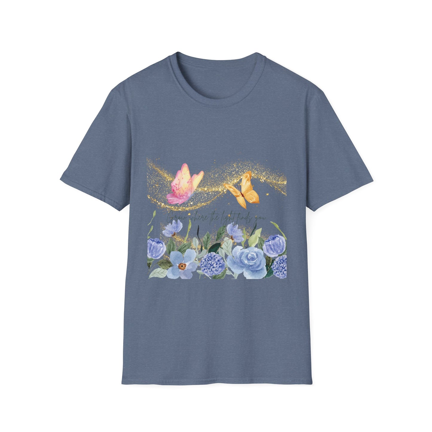 Butterfly Blossom Unisex Softstyle T-Shirt - Inspirational Floral Design