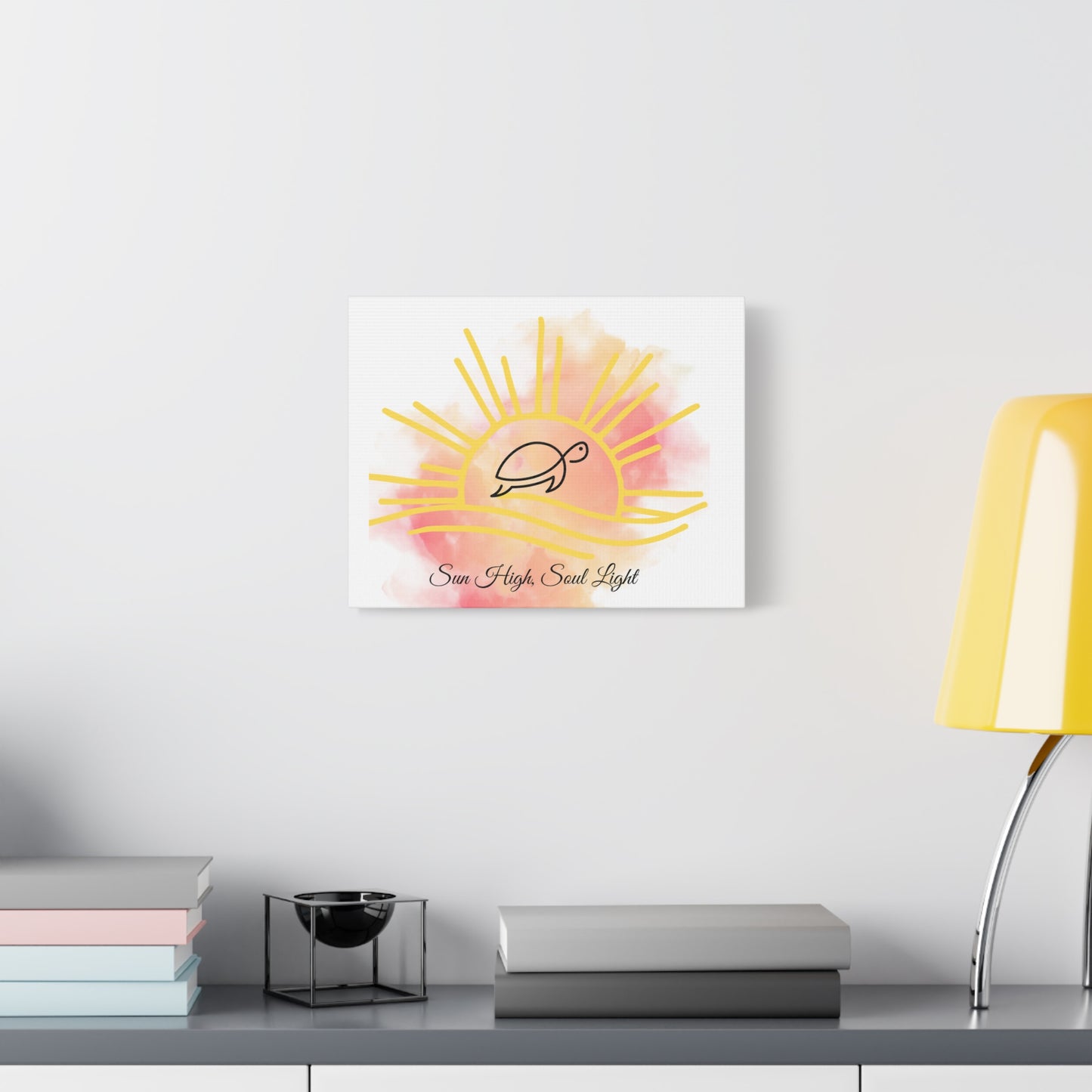 Sun High Soul Light Canvas – Watercolor Turtle & Sunrise Wall Art | Coastal Inspirational Decor