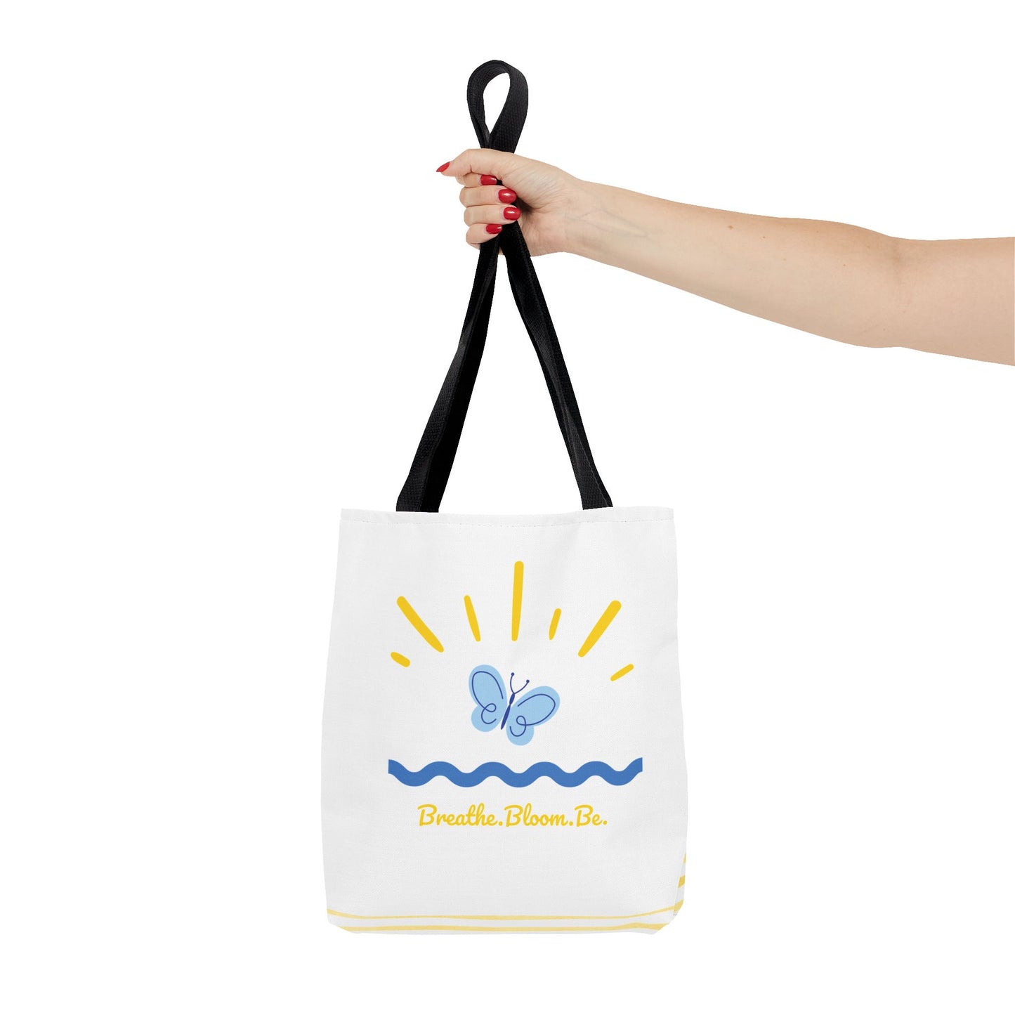 Butterfly and Stripes AOP Tote Bag - Stylish Shopping Bag, Eco-Friendly Gift, Summer Vibes, Beach Ready, Everyday Use