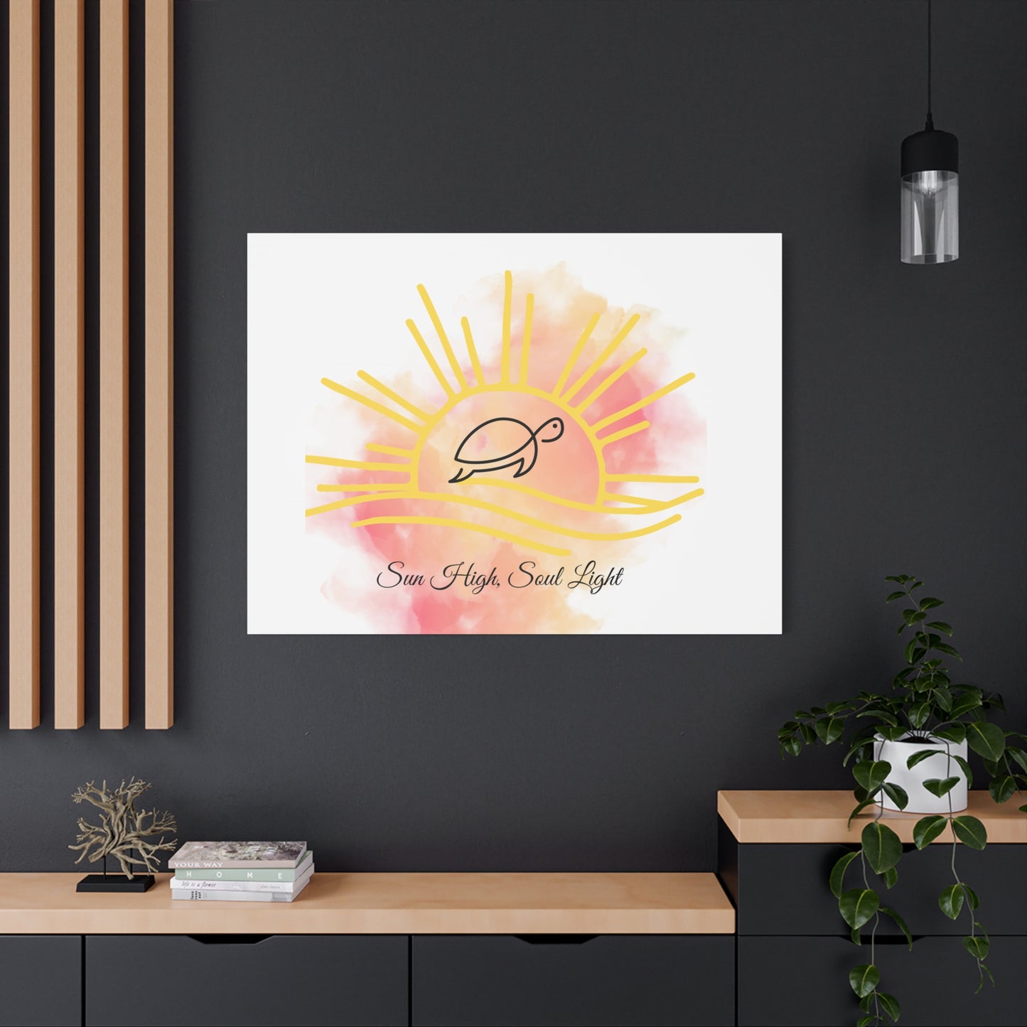 Sun High Soul Light Canvas – Watercolor Turtle & Sunrise Wall Art | Coastal Inspirational Decor