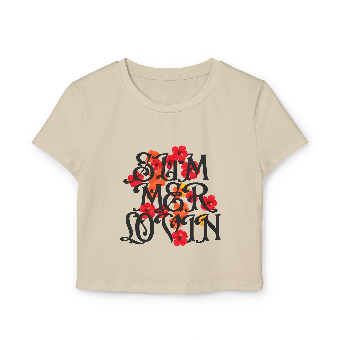 Summer Lovin’ Baby Tee – Floral Crop Top | Y2K Retro Beach Shirt