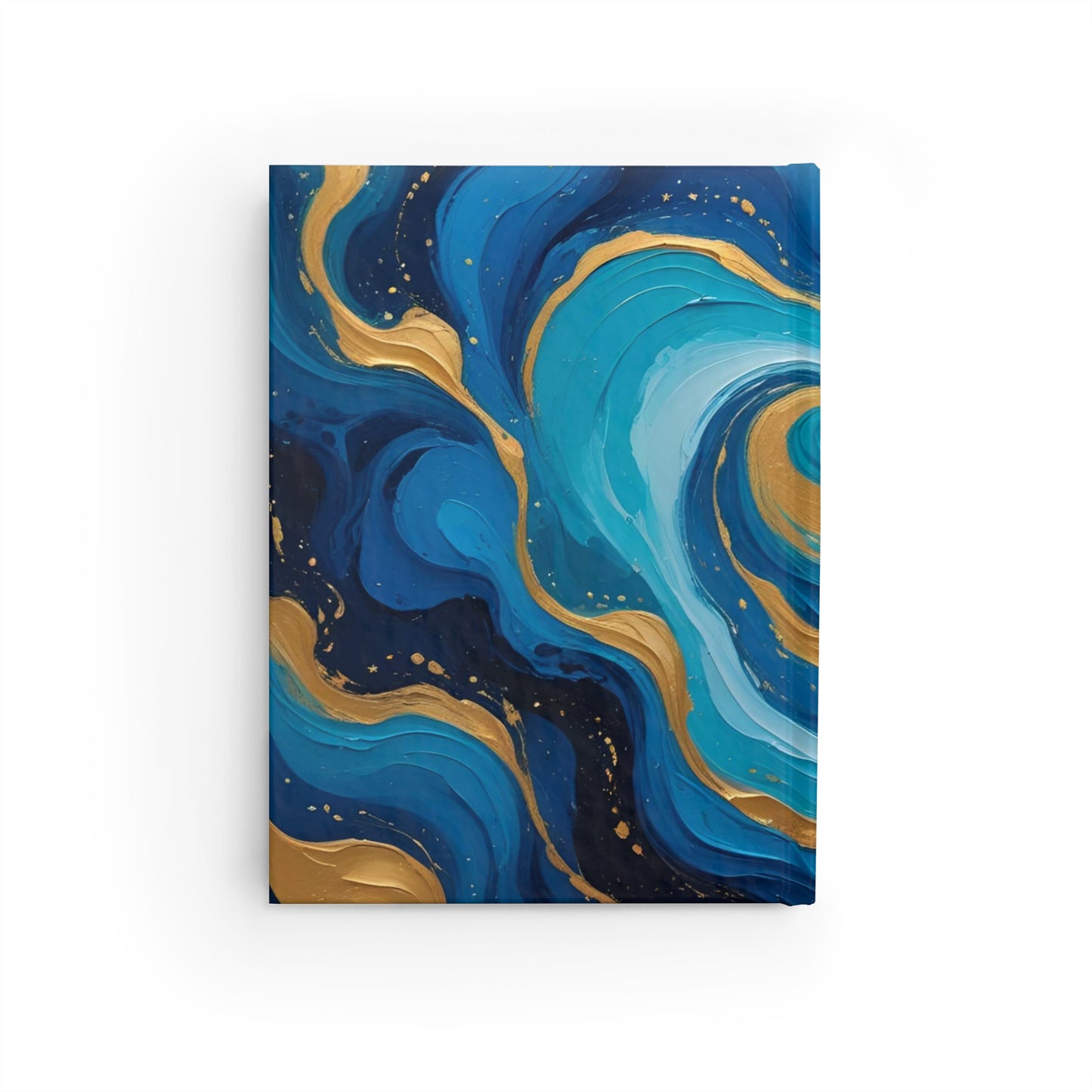Tide Dreams Journal – Celestial Ocean Abstract Hardcover Notebook, Blue and Gold Swirl Gift for Writers, Dreamers, and Artists