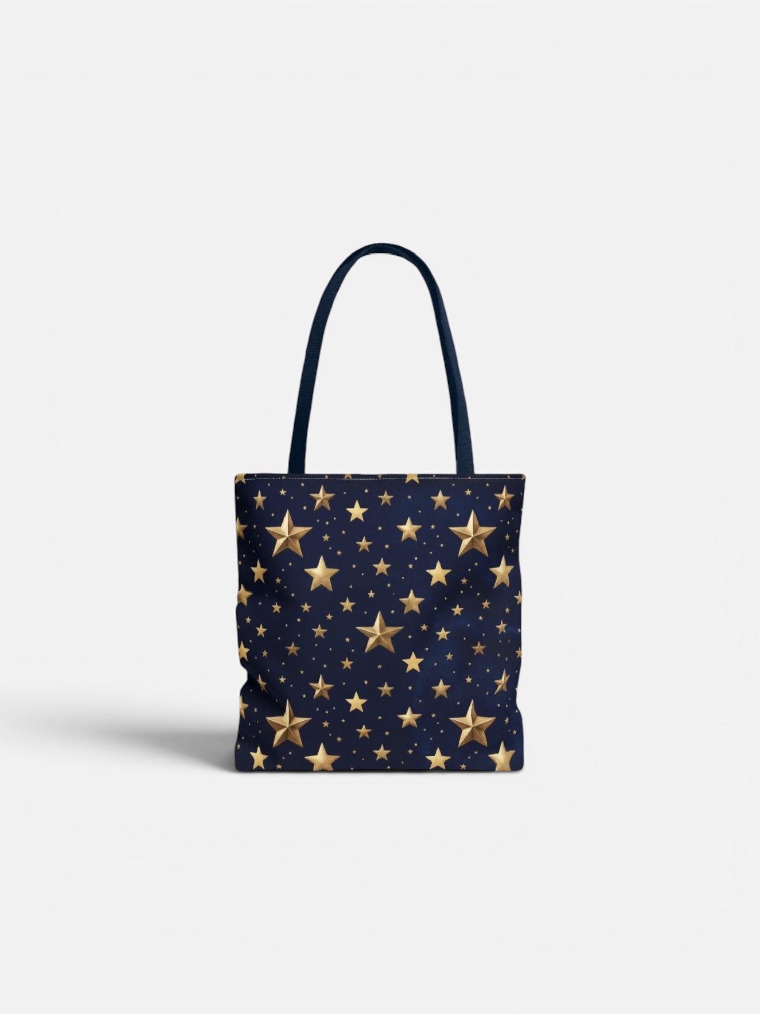 Gold Star Pattern Tote Bag | Navy Night Sky Stars All Over Print