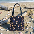 Celestial Moon Pattern Tote | Crescent Moons Stars Night Sky