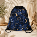 Celestial Moons & Stars Drawstring Bag — Night Sky Boho Bag
