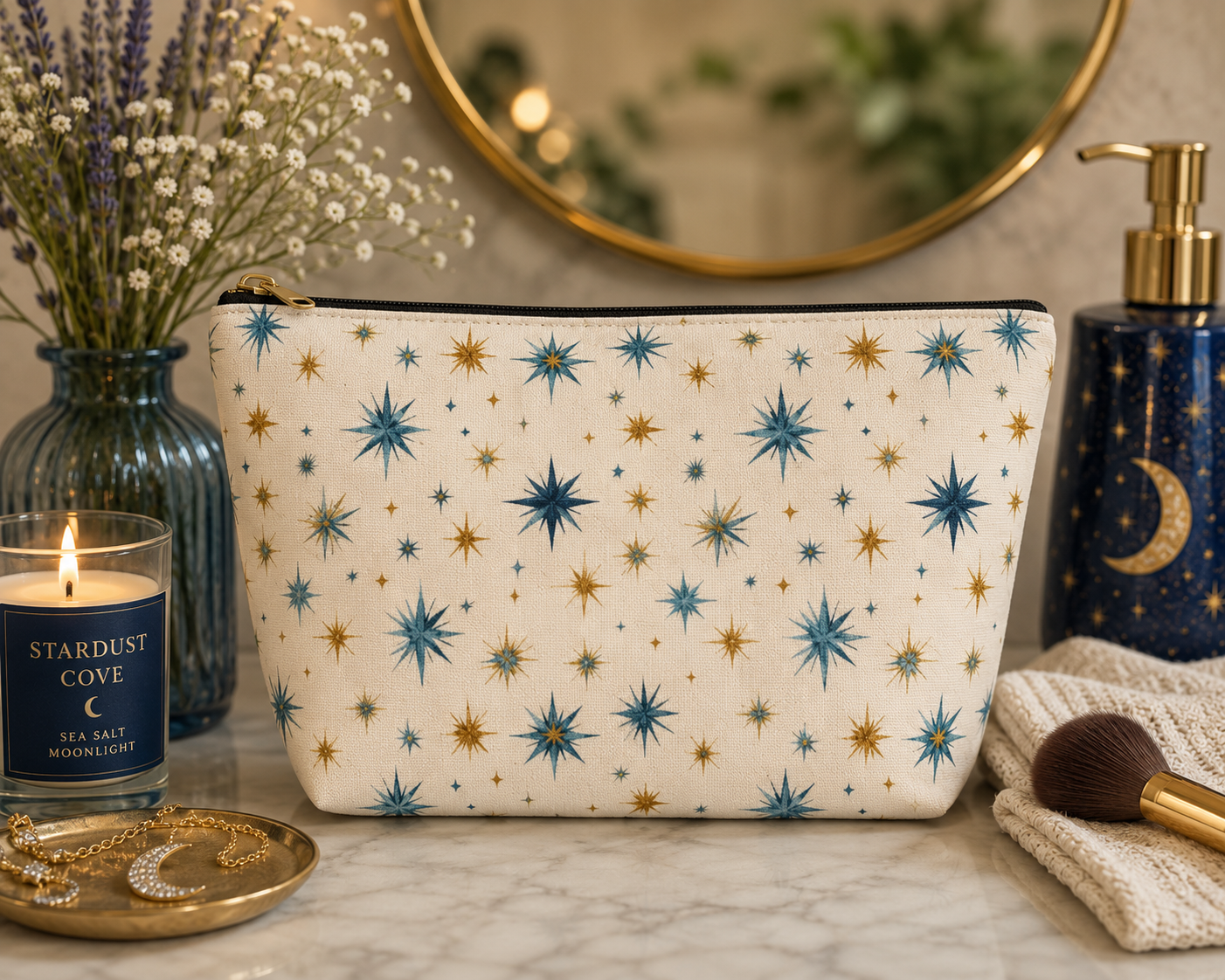 Retro Mid-Century Starburst Accessory Pouch