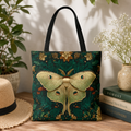 Luna Moth Illustration Tote Bag | Vintage Botanical Pattern