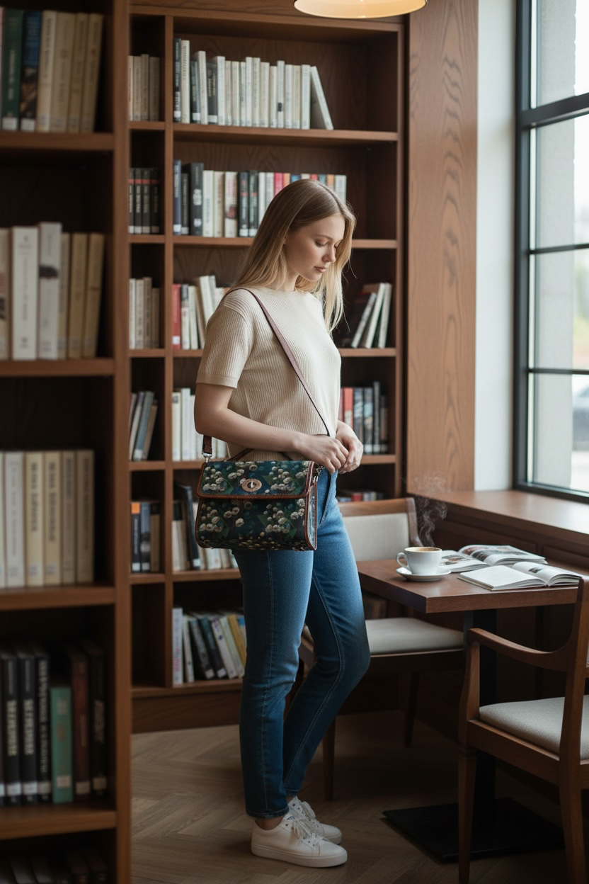 Lily of the Valley Floral Satchel | Waterproof Canvas Crossbody Purse, Cottagecore Style