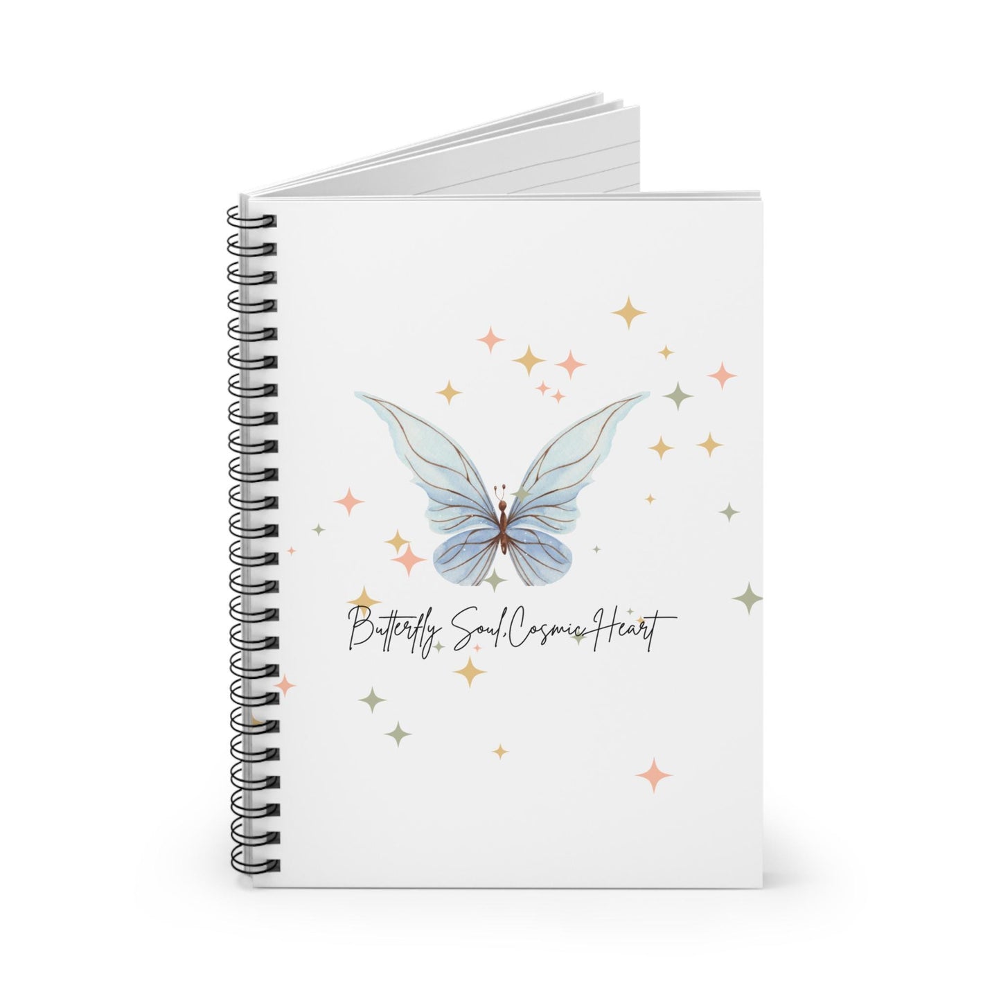 Butterfly Soul Cosmic Heart Spiral Notebook, Inspirational Journal, Gift for Women, Sketchbook, Writing Notebook, Art Diary