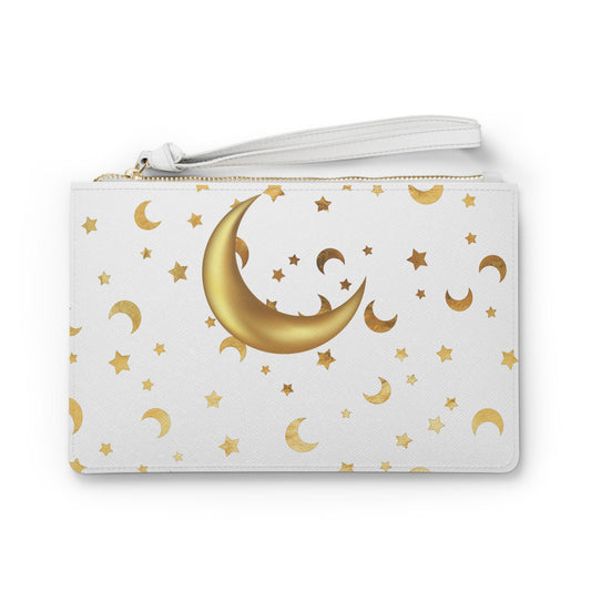 Golden Moon & Star Clutch Bag, Celestial Evening Purse, Boho Chic Accessory, Gifts for Her, Night Out, Astrology Lovers