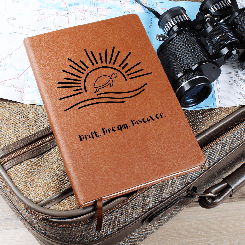 “Sun & Sea Turtle Leather Journal – Inspirational Coastal Gift for Her | Travel Notebook for Dreamers & Writers”