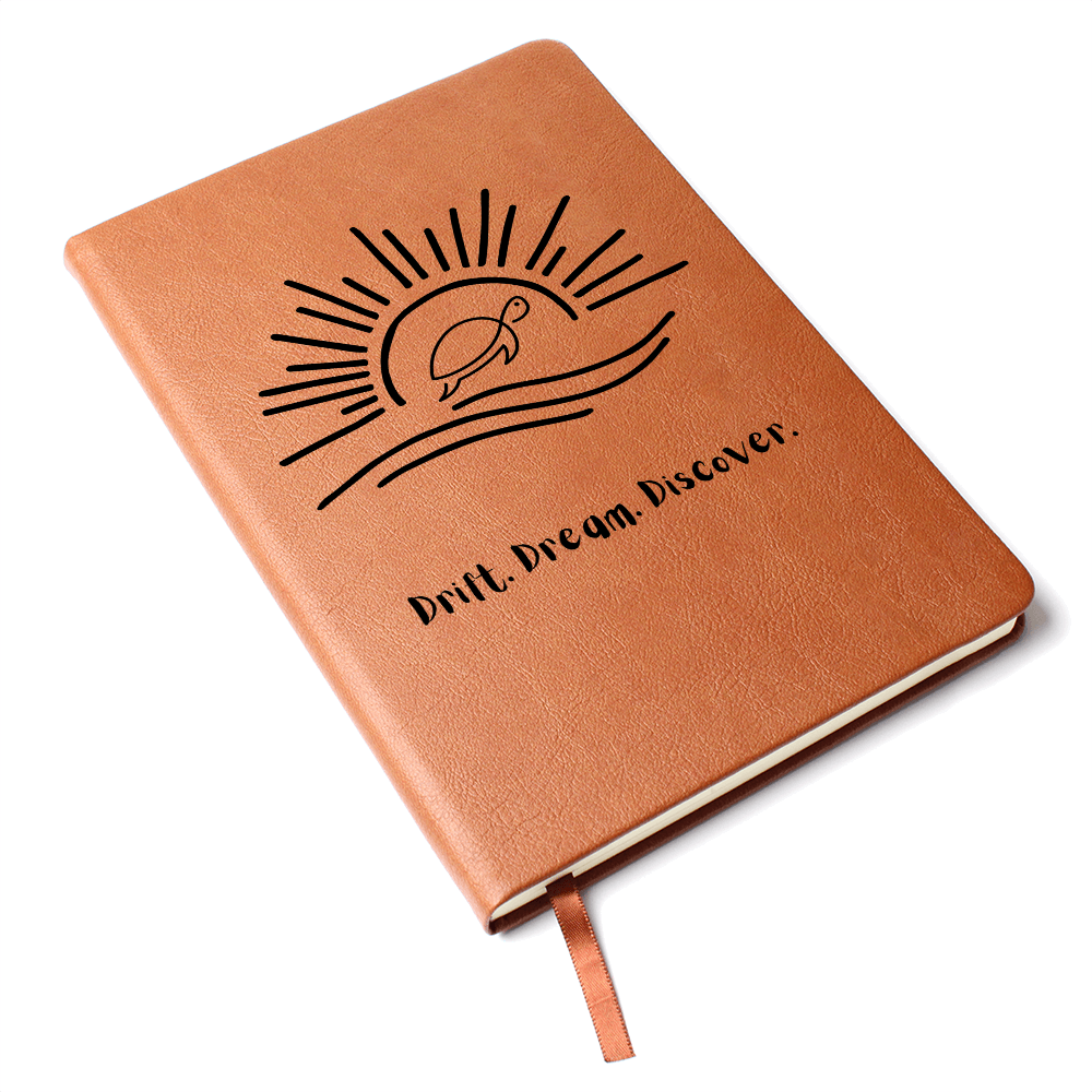 “Sun & Sea Turtle Leather Journal – Inspirational Coastal Gift for Her | Travel Notebook for Dreamers & Writers”