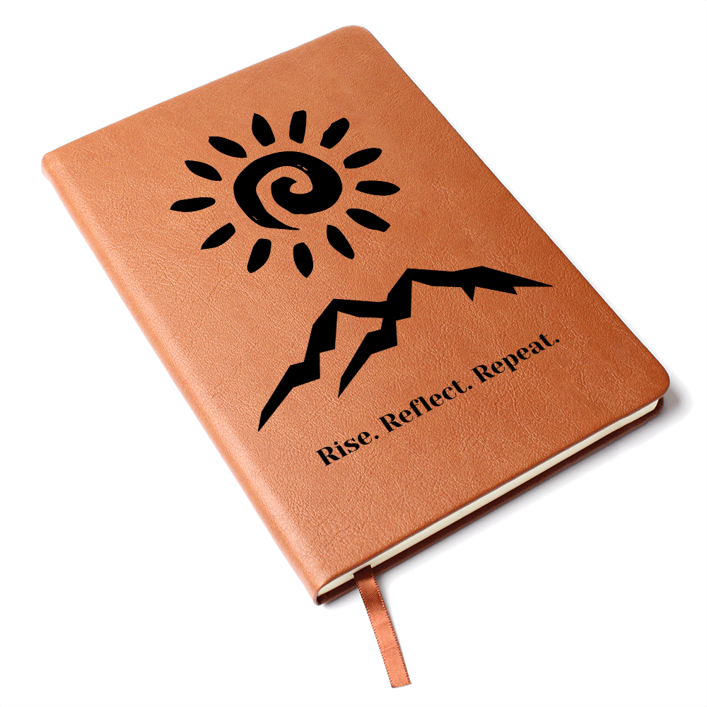 Rise and Reflect Leather Journal – Sun and Wave Design | Inspirational Gift for Writers & Seekers – Stardust Cove