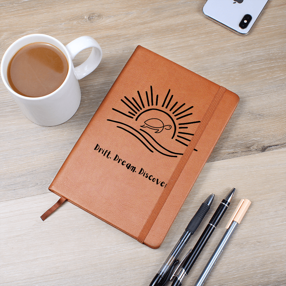 “Sun & Sea Turtle Leather Journal – Inspirational Coastal Gift for Her | Travel Notebook for Dreamers & Writers”