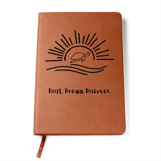 “Sun & Sea Turtle Leather Journal – Inspirational Coastal Gift for Her | Travel Notebook for Dreamers & Writers”