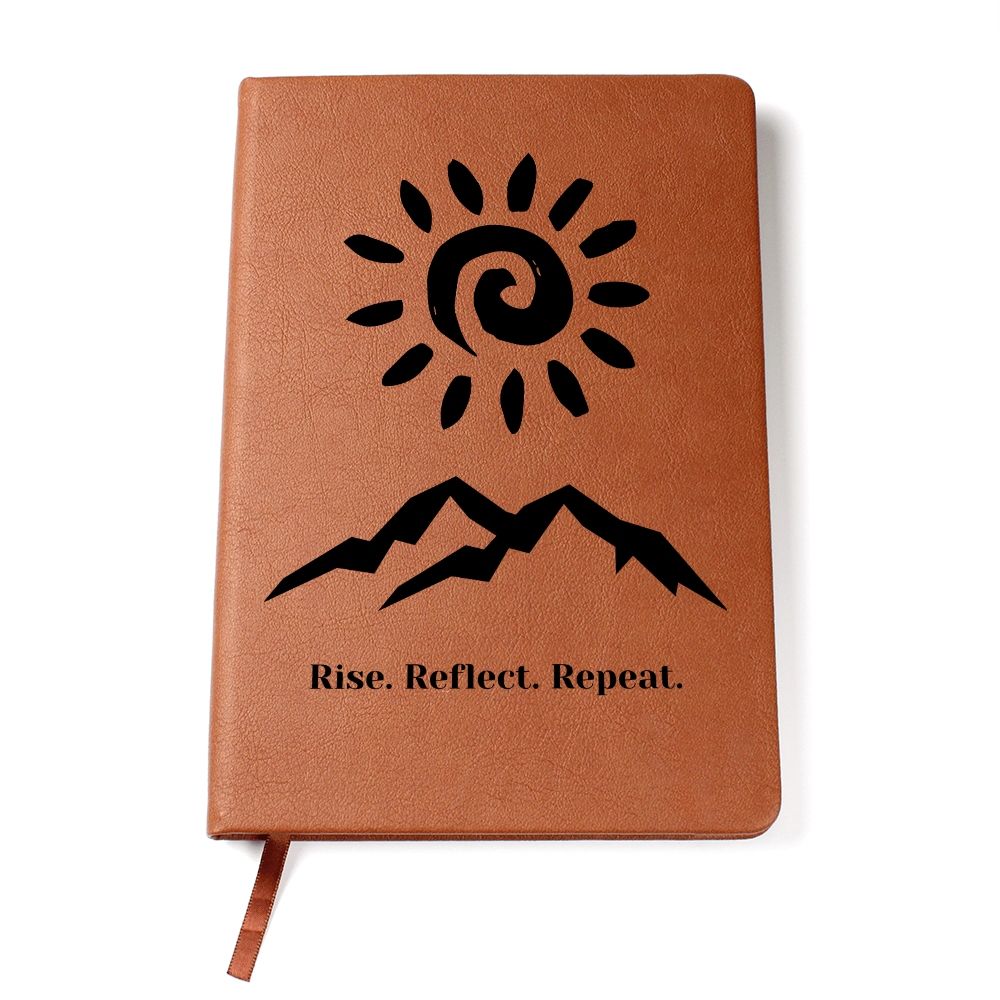 Rise and Reflect Leather Journal – Sun and Wave Design | Inspirational Gift for Writers & Seekers – Stardust Cove