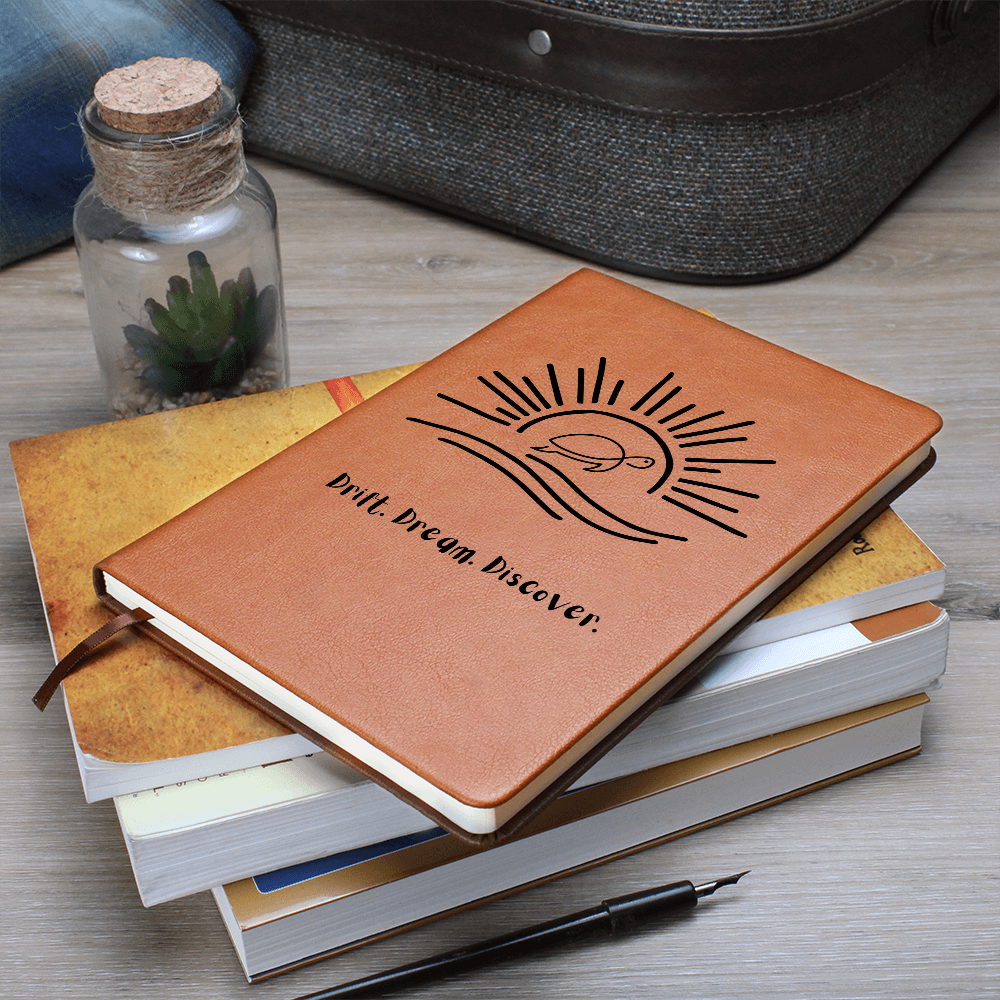 “Sun & Sea Turtle Leather Journal – Inspirational Coastal Gift for Her | Travel Notebook for Dreamers & Writers”