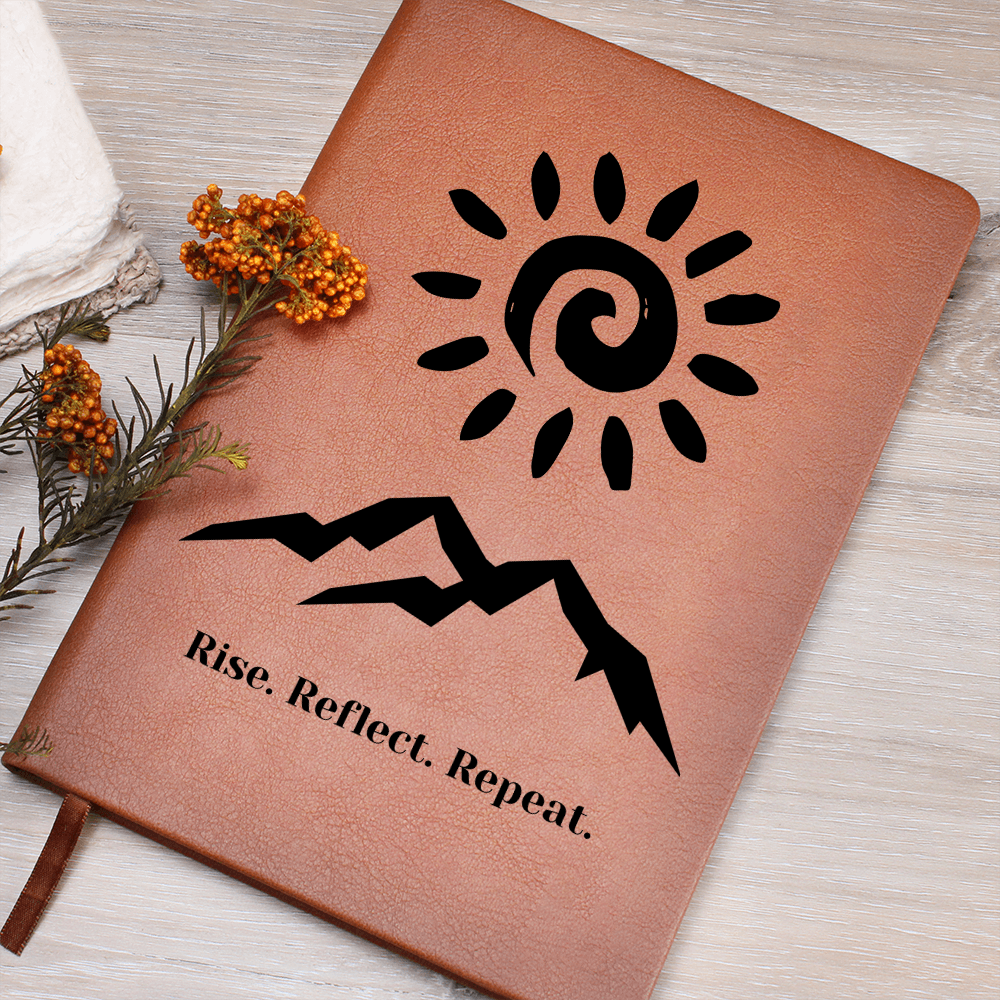 Rise and Reflect Leather Journal – Sun and Wave Design | Inspirational Gift for Writers & Seekers – Stardust Cove