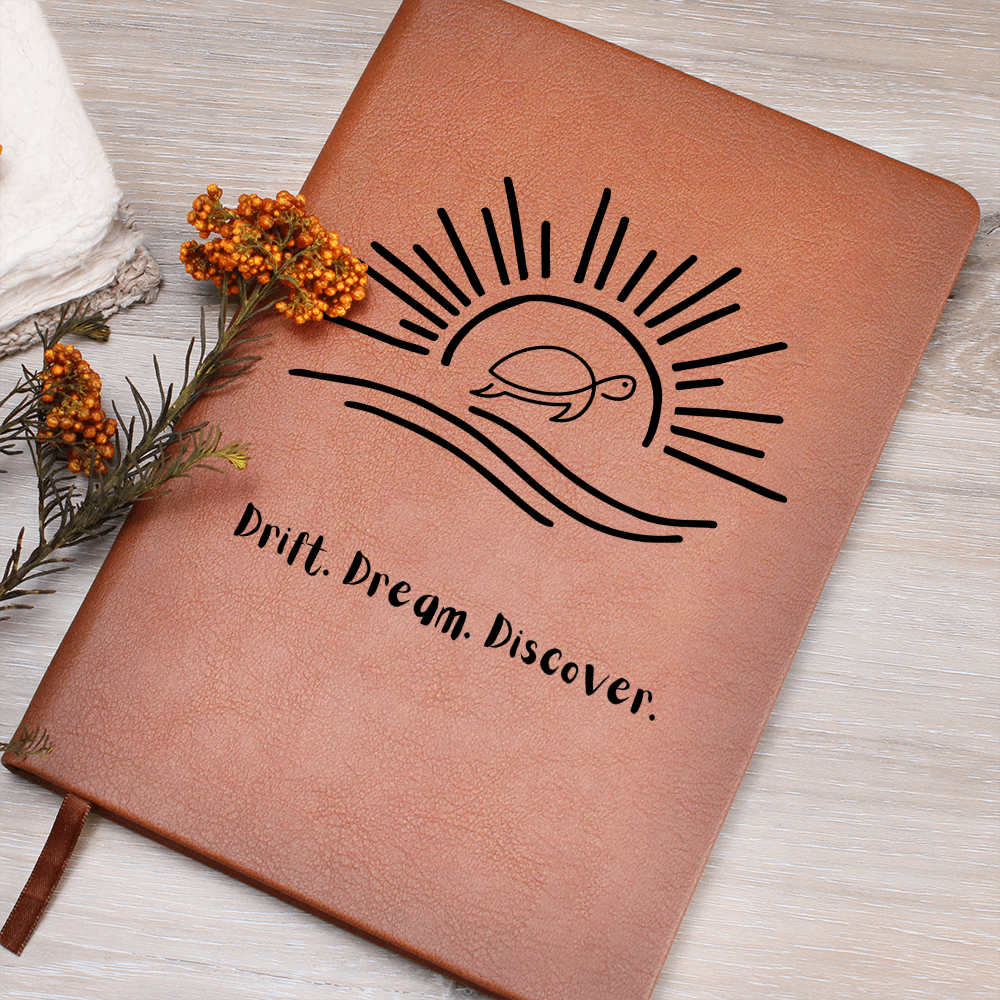“Sun & Sea Turtle Leather Journal – Inspirational Coastal Gift for Her | Travel Notebook for Dreamers & Writers”