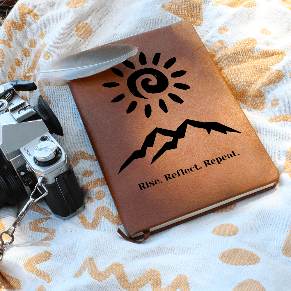 Rise and Reflect Leather Journal – Sun and Wave Design | Inspirational Gift for Writers & Seekers – Stardust Cove