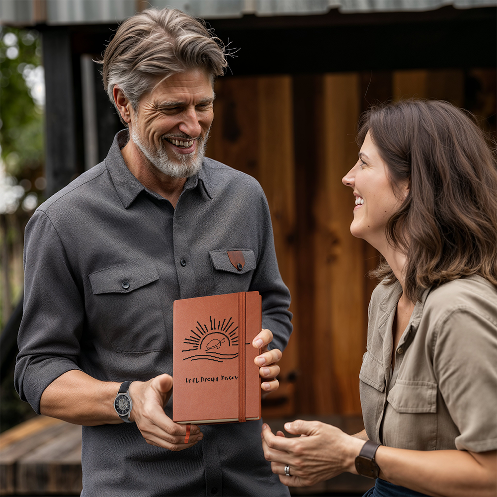 “Sun & Sea Turtle Leather Journal – Inspirational Coastal Gift for Her | Travel Notebook for Dreamers & Writers”