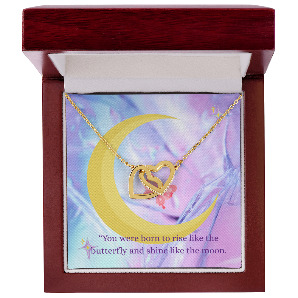Butterfly and Moon Necklace with Message Card – Celestial Jewelry Gift for Her, Inspirational Quote Necklace