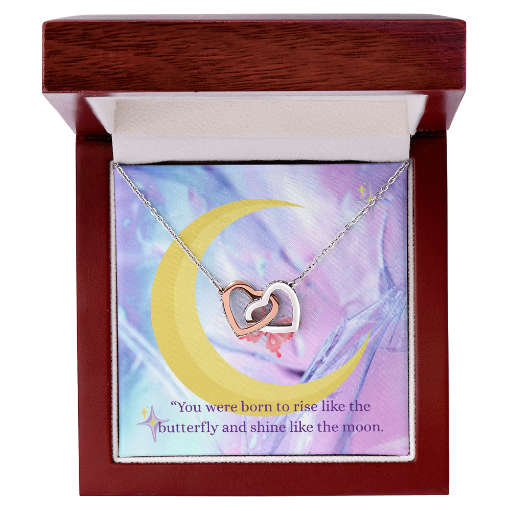 Butterfly and Moon Necklace with Message Card – Celestial Jewelry Gift for Her, Inspirational Quote Necklace