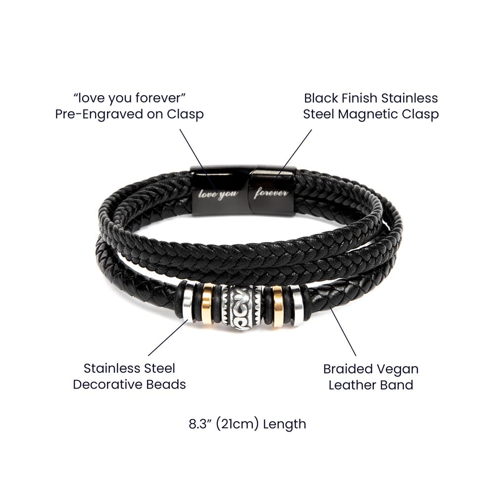 “For the Man Who Grounds Me” Bracelet – Celestial Gift for Him | Vegan Leather Bracelet with Message Card – Stardust Cove