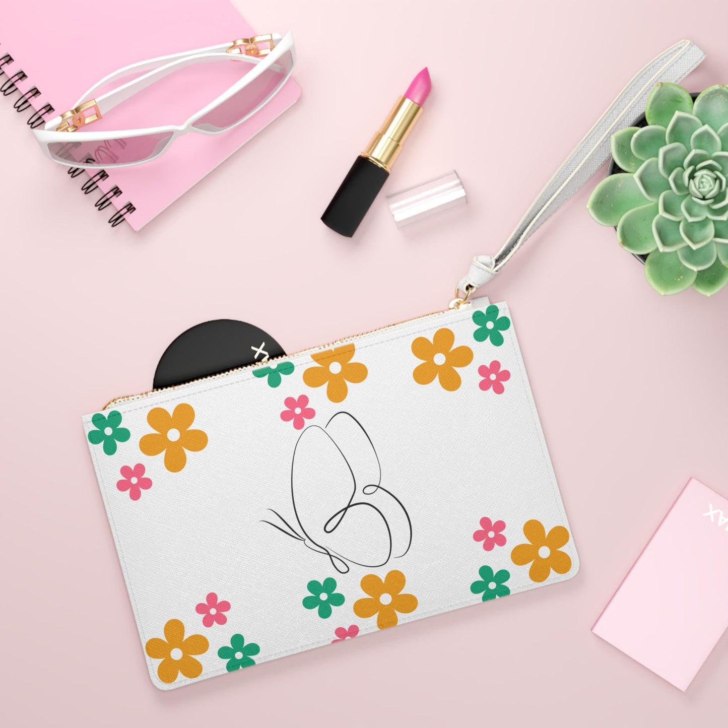 Spring Flutter Wristlet – Minimalist Butterfly & Bloom Design