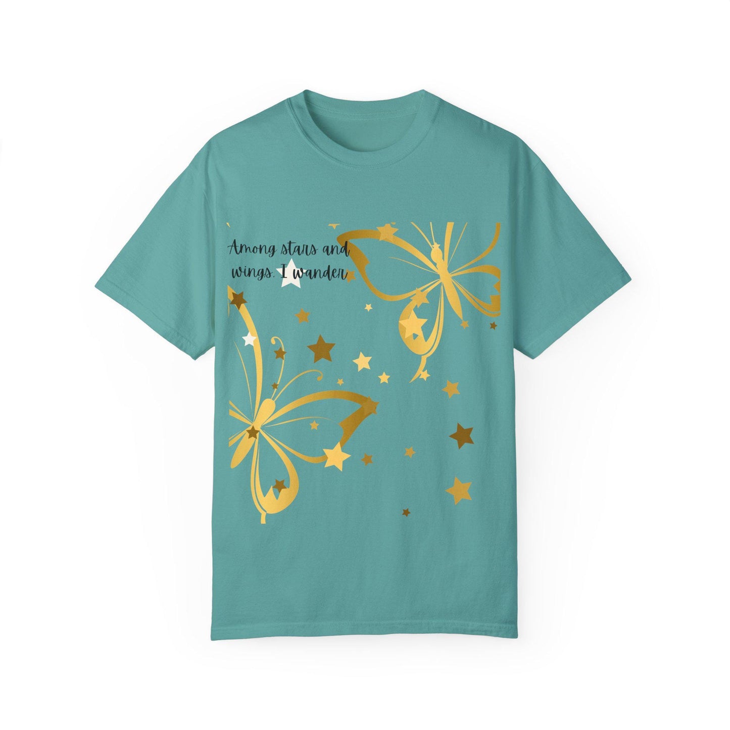 Whimsical Butterfly T-Shirt - Among Stars and Wings, Unisex Cotton Tee for Spring, Birthday Gift, Casual Wear, Nature Lover