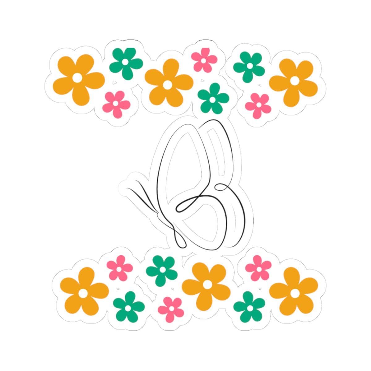 Colorful Floral Butterfly Kiss-Cut Stickers, Cute Stickers for Laptops, Water Bottles, Scrapbooking, Gifts for Nature Lovers