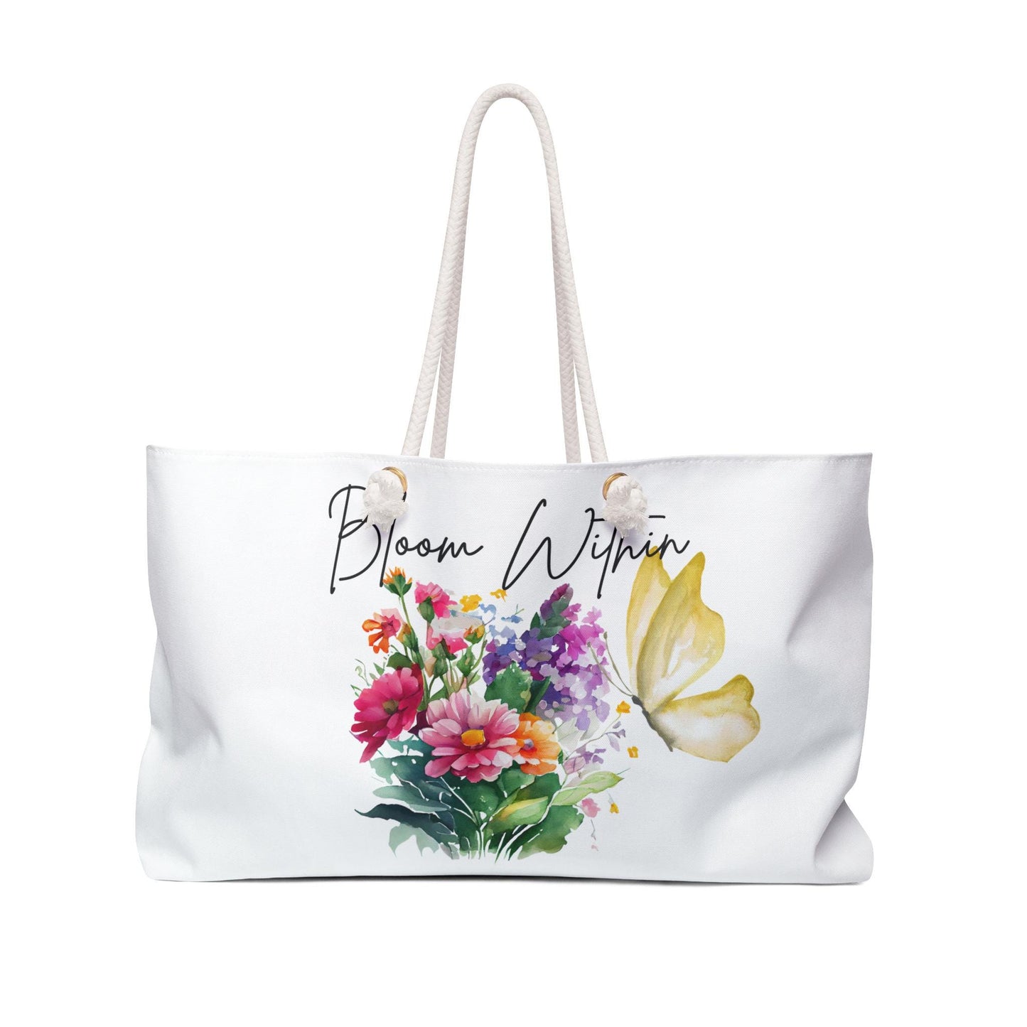 Bloom Within Floral Weekender Bag, Large Tote for Travel, Beach, Gym - Perfect Gift for Her, Summer Getaway Essentials, Floral Design