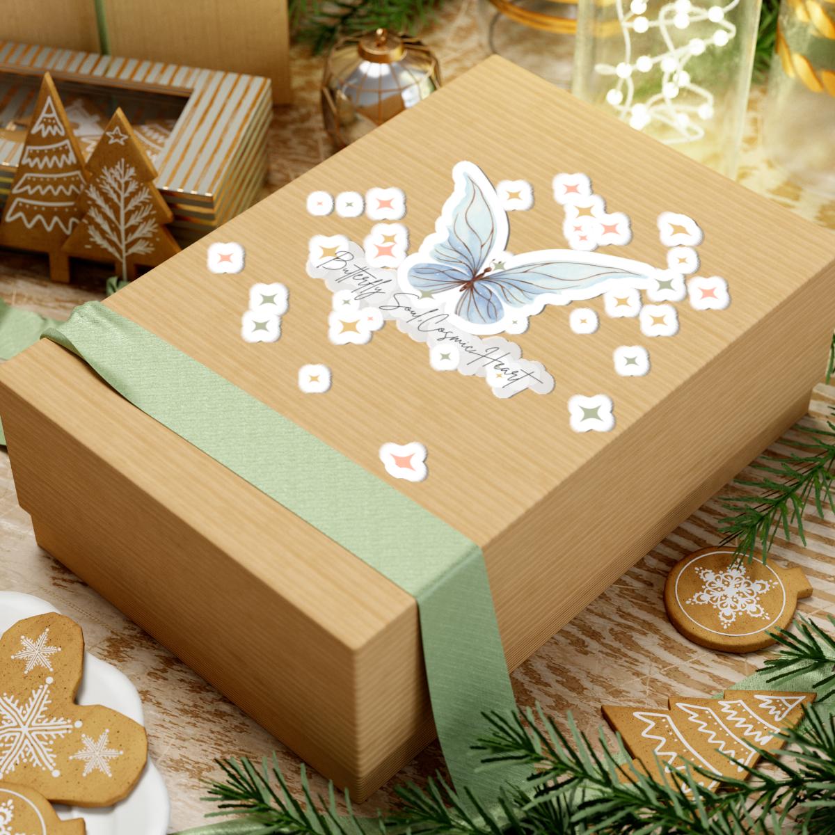 Whimsical Butterfly Kiss-Cut Stickers, Aesthetic Laptop Decals, Cosmic Heart Design, Cute Stationery, Nature-Inspired Gifts