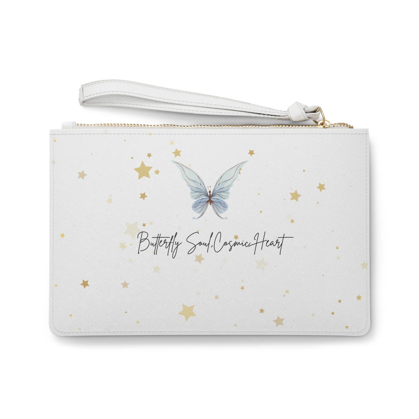 Butterfly Spirit Clutch Bag - Cosmic Heart Design - Perfect for Evening Out, Gift for Her, Party Accessory, Boho Style, Starry Night