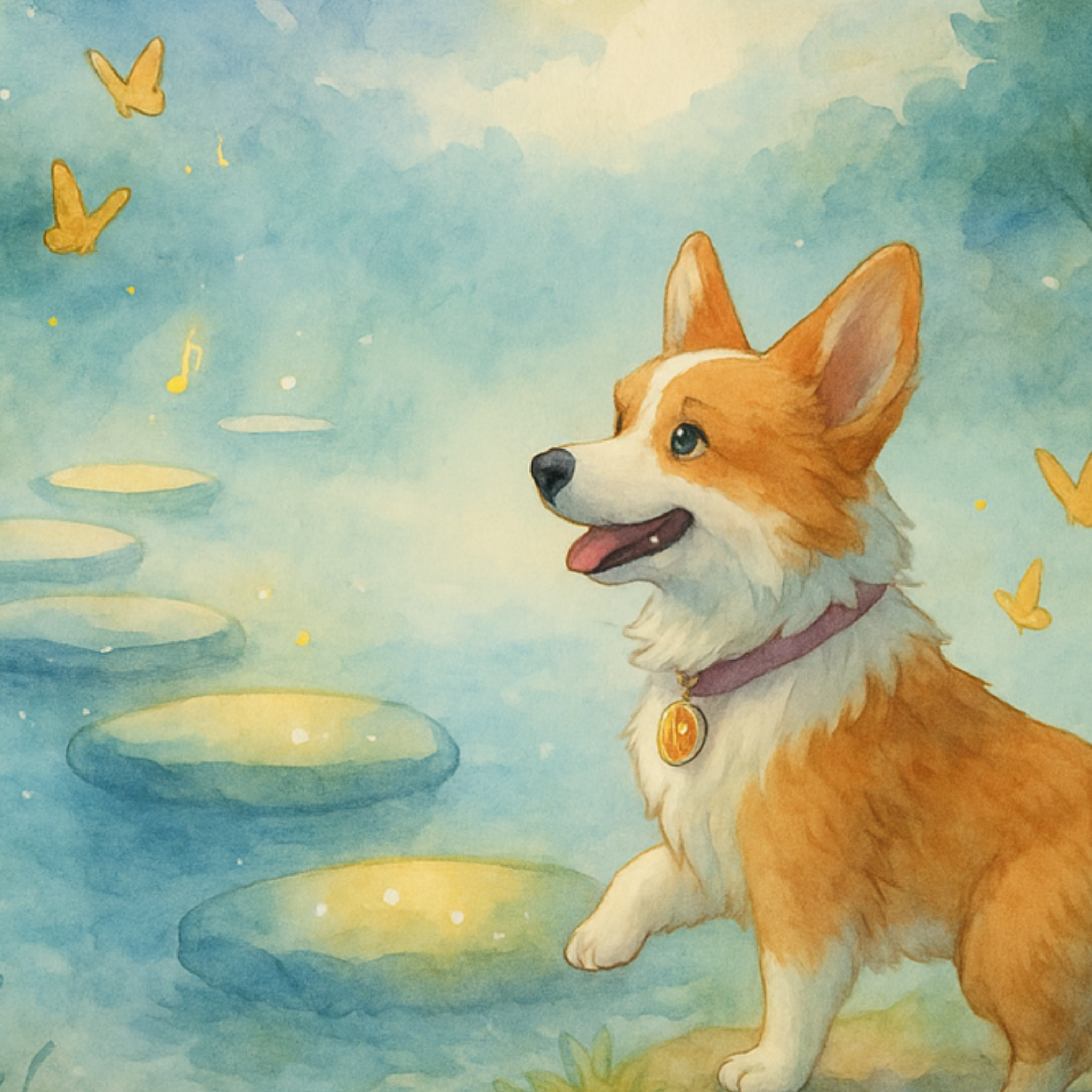 Finn's Magical Journey children's book corgi dog with butterflies courage and wonder by Sonia Dalaklis