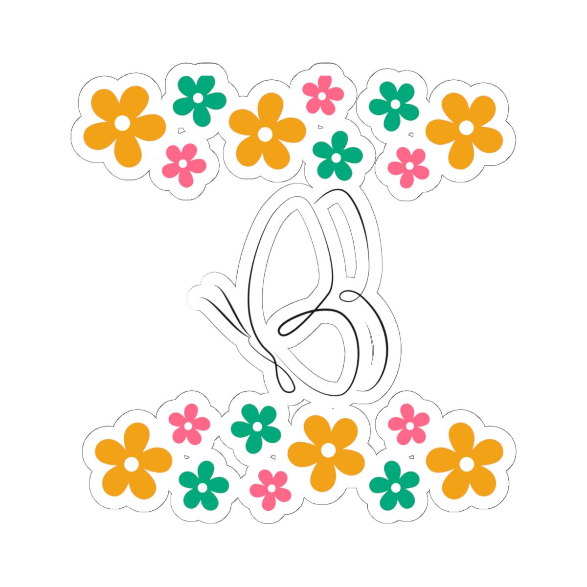 Colorful Floral Butterfly Kiss-Cut Stickers, Cute Stickers for Laptops, Water Bottles, Scrapbooking, Gifts for Nature Lovers