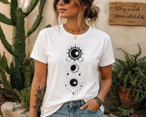 Celestial Phases Tee front, white
