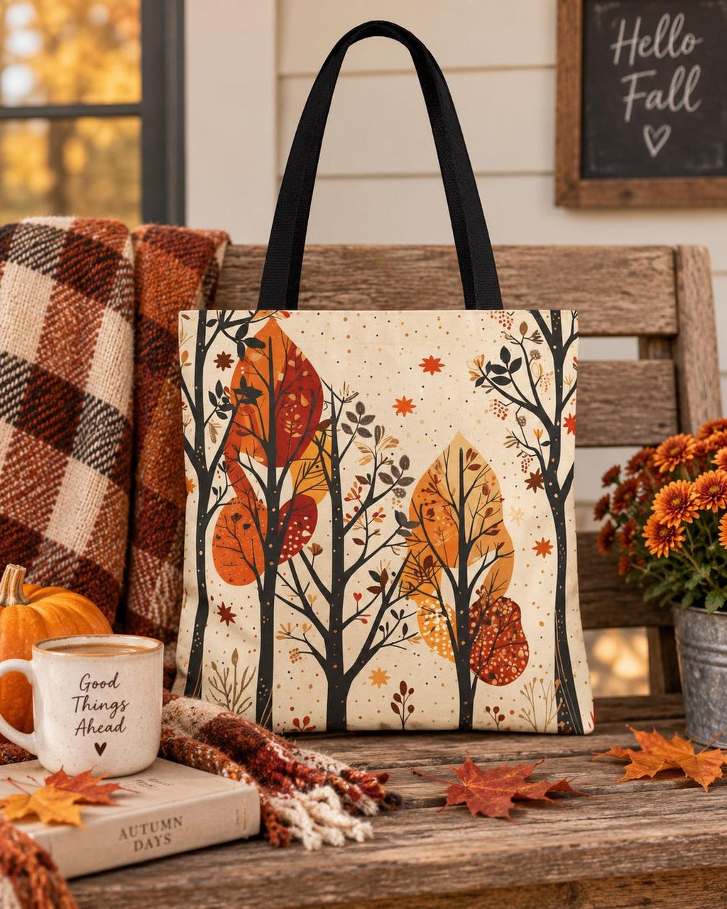 Autumn Trees Tote - fall leaves forest illustration tote bag by Stardust Cove