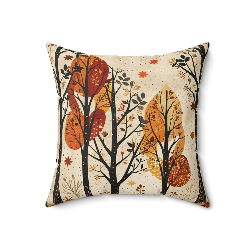 Double-sided autumn trees pillow cover with concealed zipper