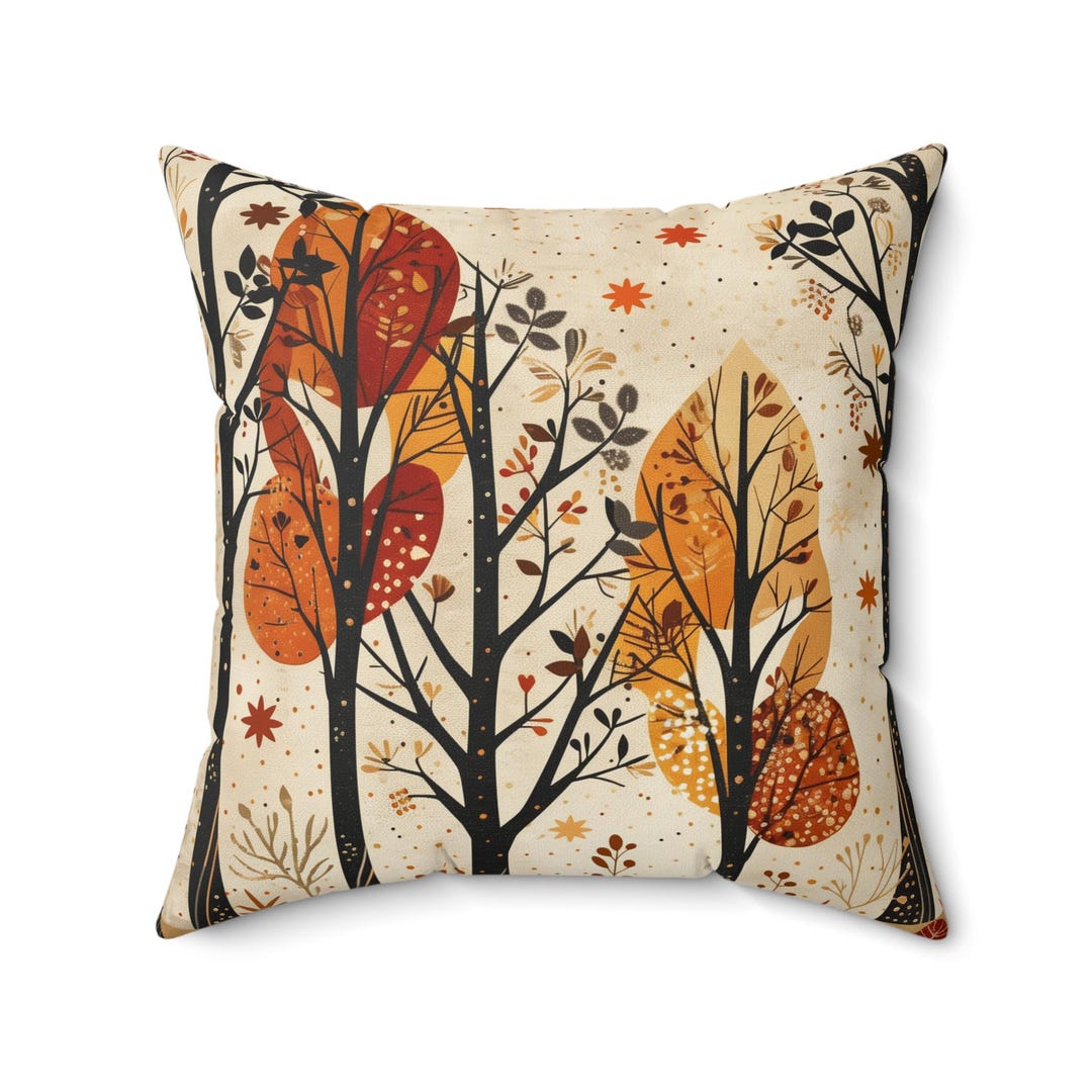 Fall leaves decorative pillow close-up of tree and leaf detail