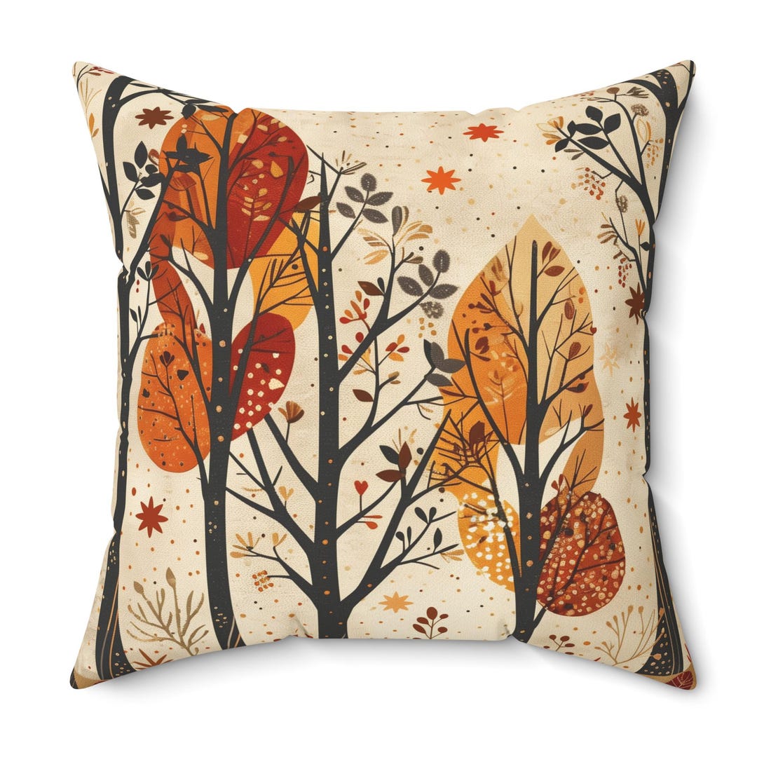 Fall leaves throw pillow with recycled polyester insert