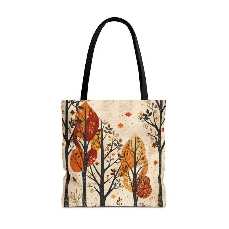 Autumn Trees Tote detail view - woodland fall leaves illustration