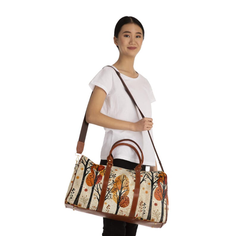 Autumn forest weekender bag with adjustable shoulder strap for carry on travel