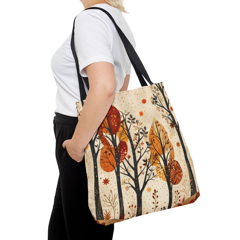 Autumn Trees Tote styled lifestyle shot
