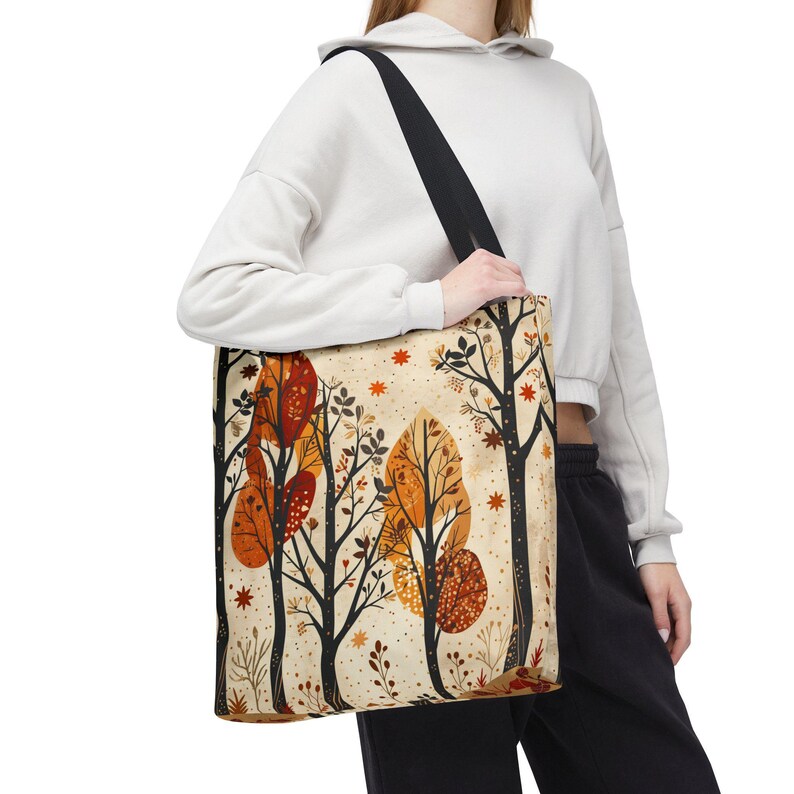 Autumn Trees Tote handle detail