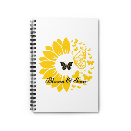 Bloom & Soar Spiral Notebook - Inspirational Journal, Butterfly Design, Gift for Students, Nature Lovers, Writing Supplies