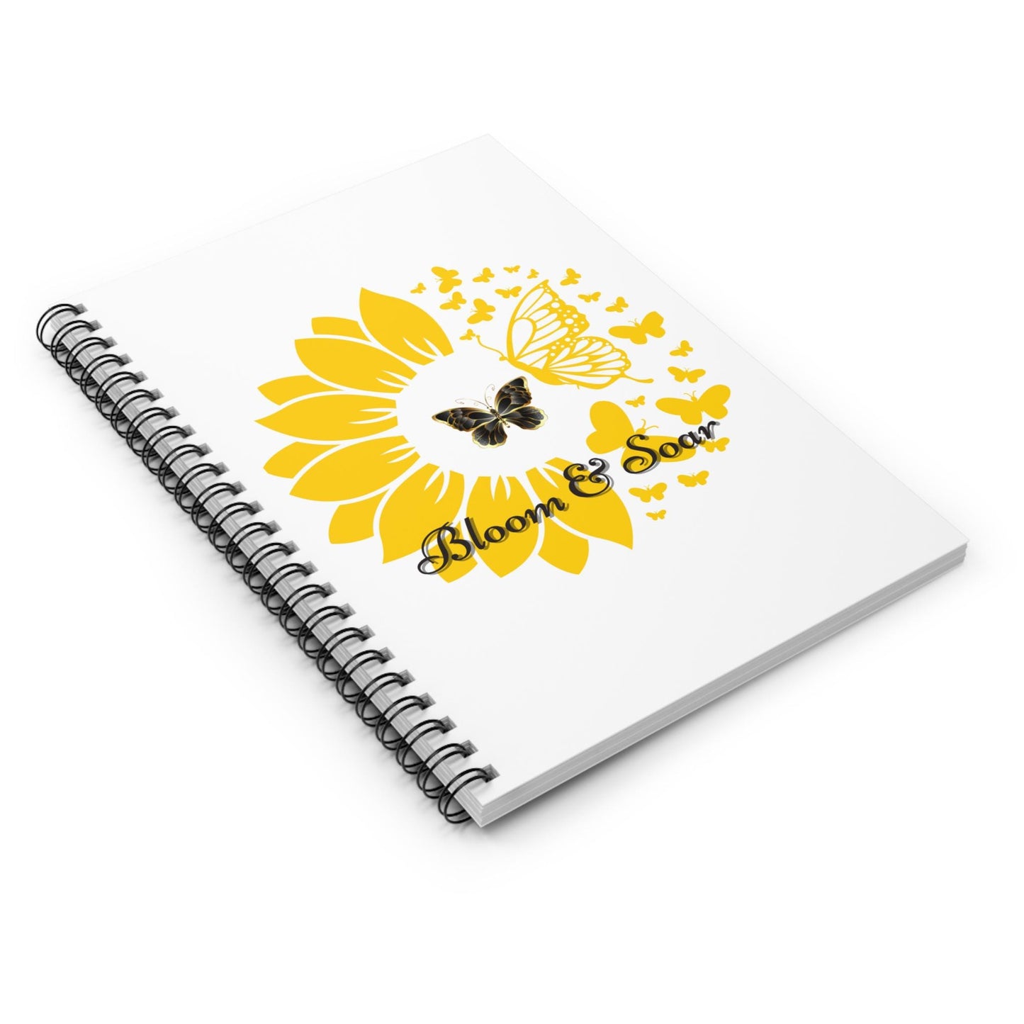 Bloom & Soar Spiral Notebook - Inspirational Journal, Butterfly Design, Gift for Students, Nature Lovers, Writing Supplies